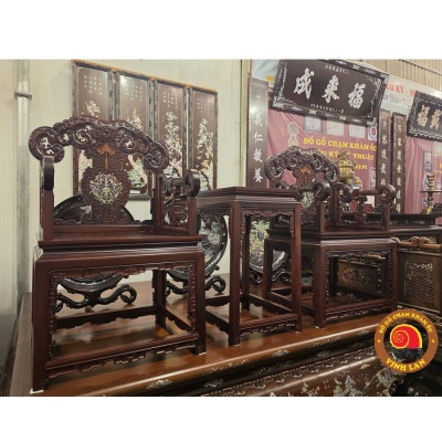 Bộ ghế MInh gỗ Cẩm khảm ốc Singapore vip