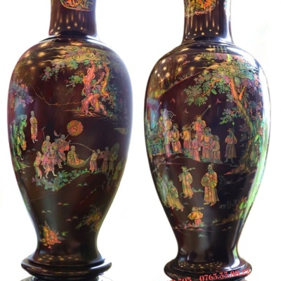 Lọ lộc bình khảm ốc tích : TRÚC LÂM ĐẠI SĨ XUẤT SƠN ĐỒ